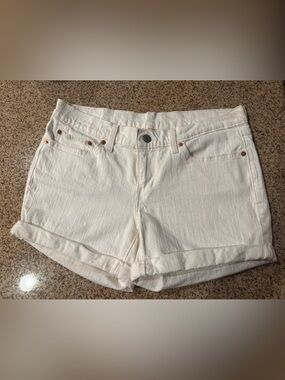 Levi's White Rolled-Hem Denim Shorts
